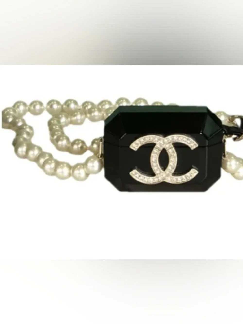 VIP Precision Black and Pearl Crystal CC Pendant Necklace